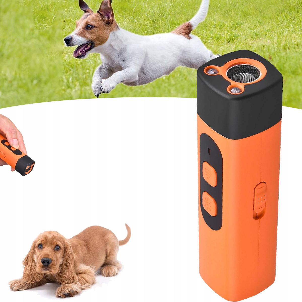 Levně Výkonný Ultrazvukový Odpuzovač Psů Treser Na Štěkání, Svítilna