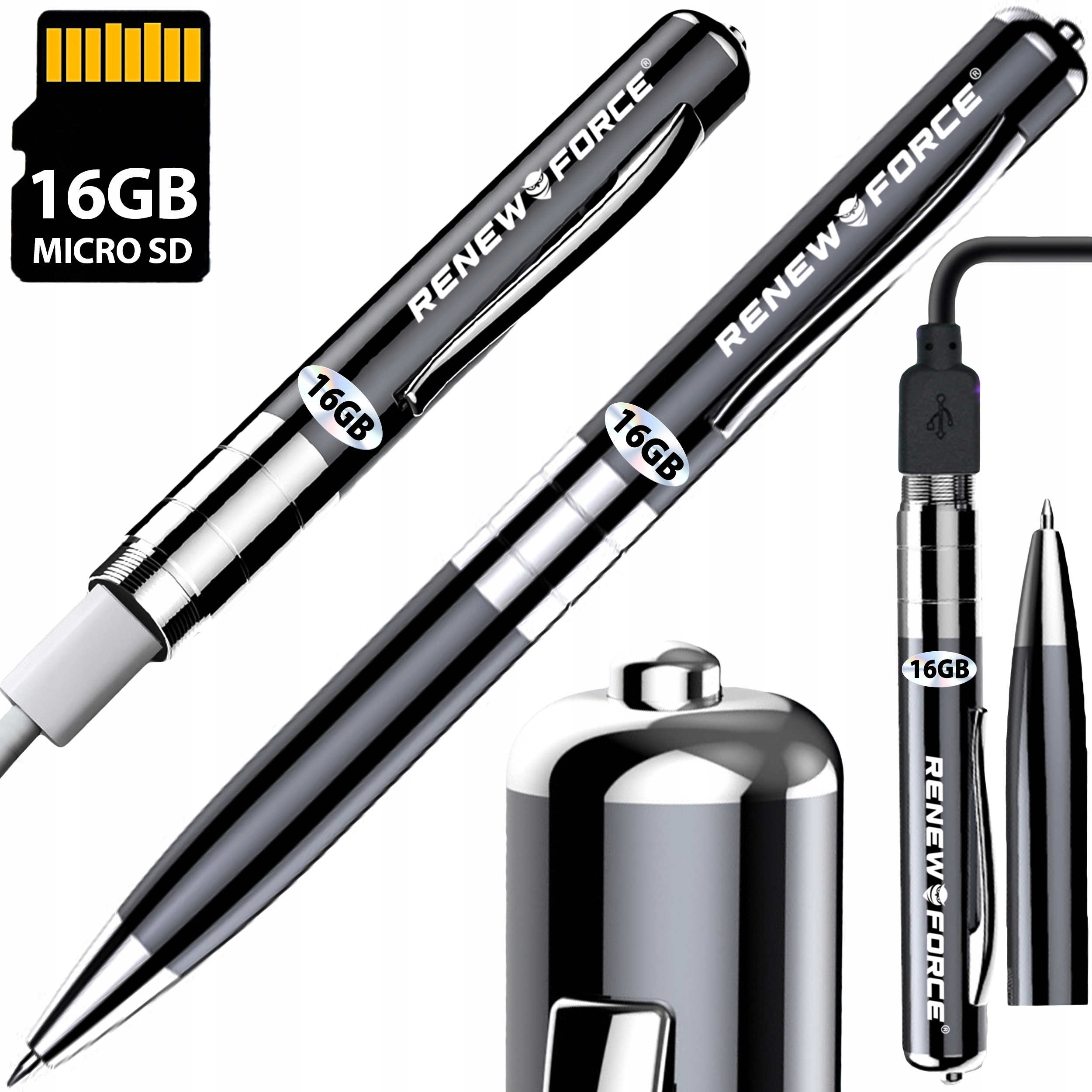 Mini Špionážní Diktafon Propiska Rekordér Odposlech 16GB Audio 185H