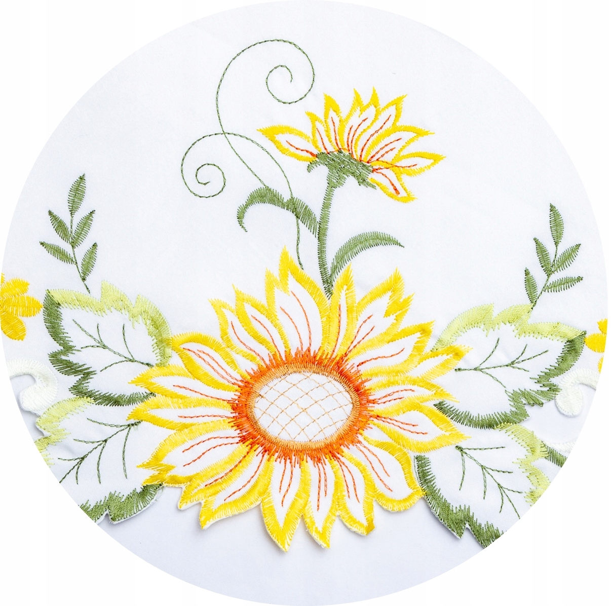 Obrus haftowany w SŁONECZNIKI 140x220 owalny biały Kod producenta obrus haftowany słoneczniki147534