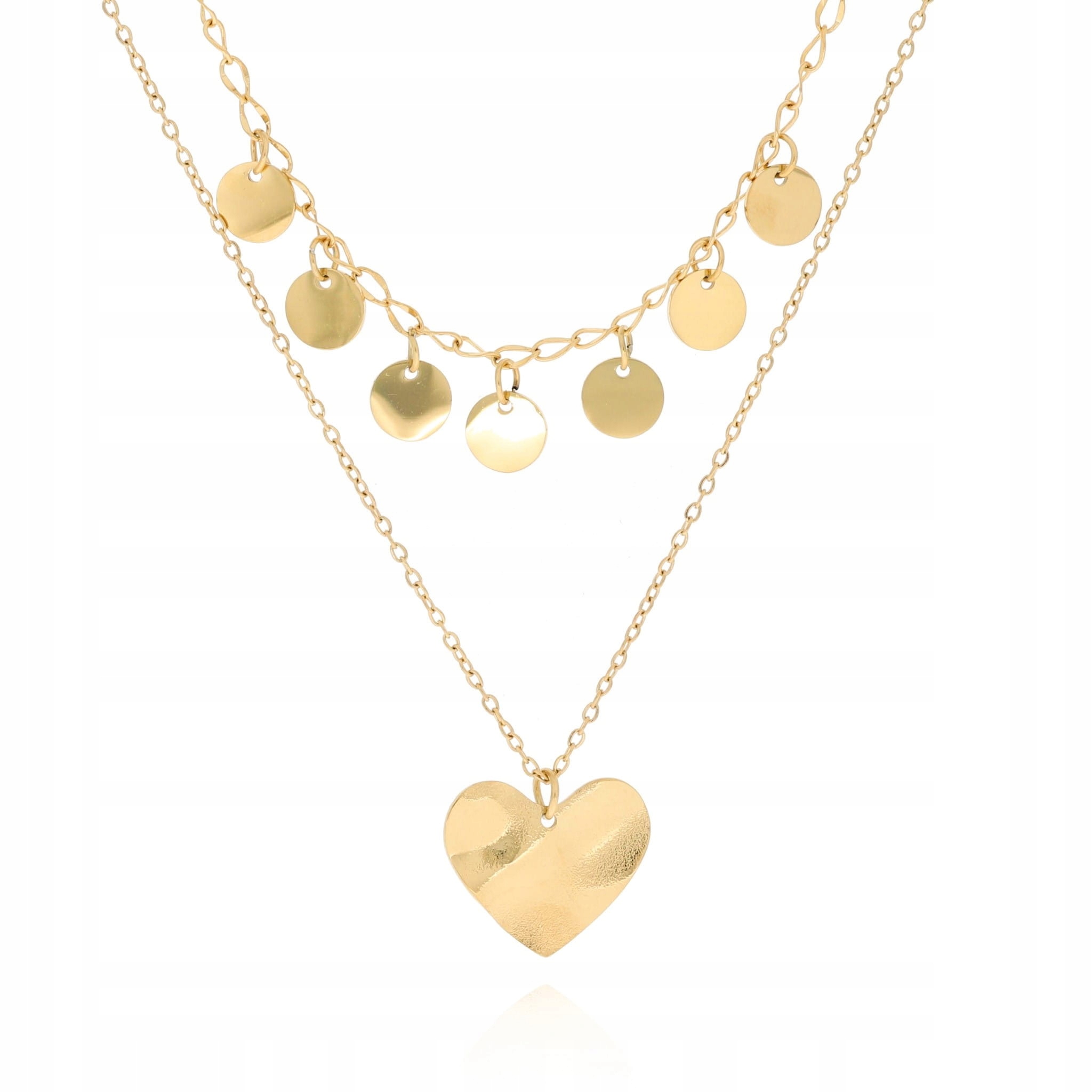 

Naszyjnik podwójny stal 316 kolor złoty serduszka