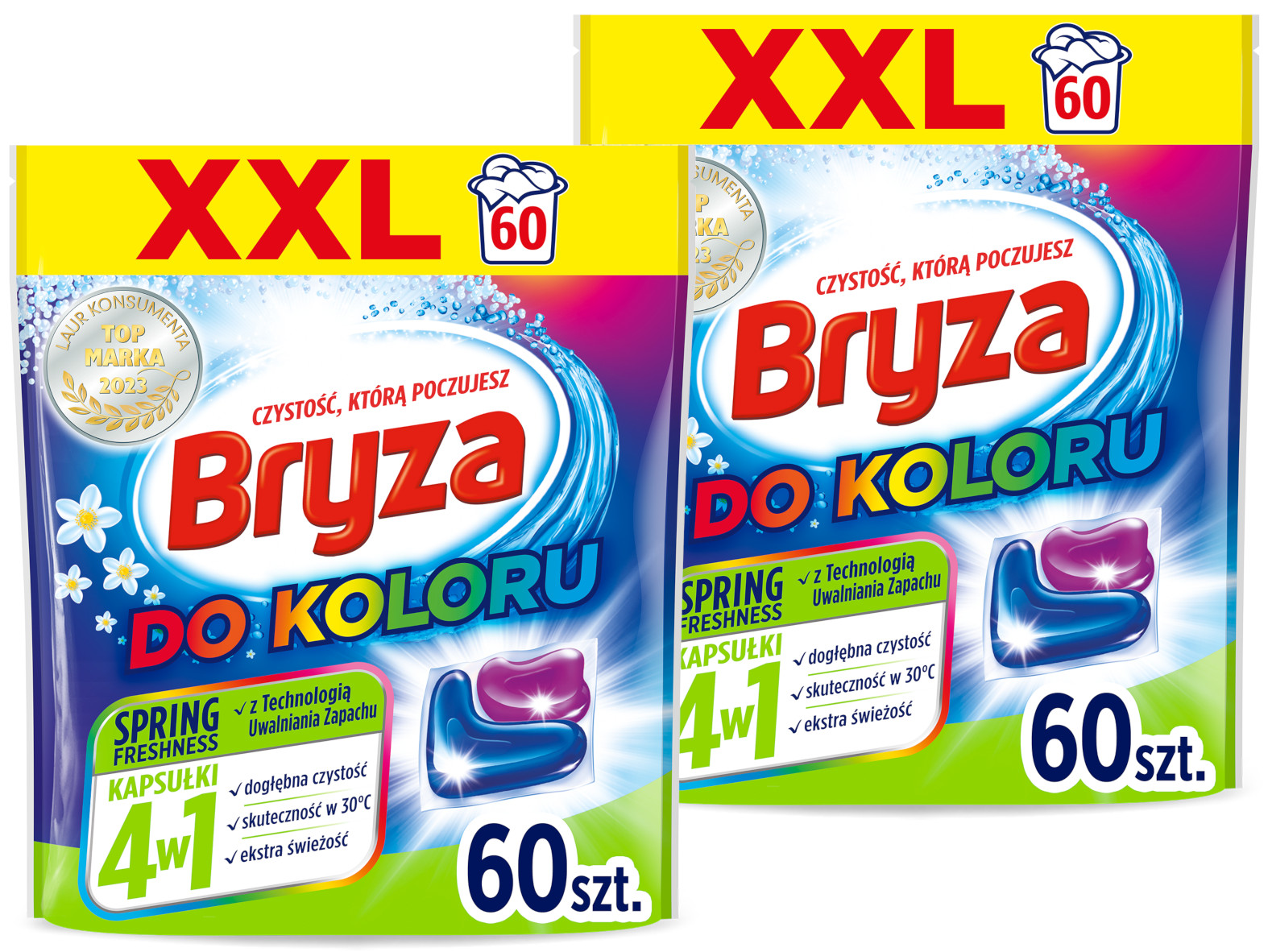 Bryza 4w1 Spring Freshness Kapsułki do prania koloru 2 x 60 sztuk