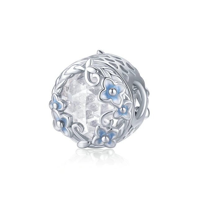 2 x Charms Květiny Kámen Přívěsek Charms Stříbro 925