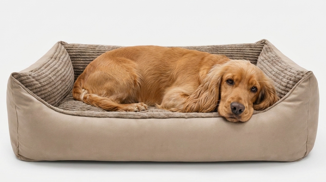 Legowisko dla psa duża kanapa kojec 100x70 Sztruks Beżowy