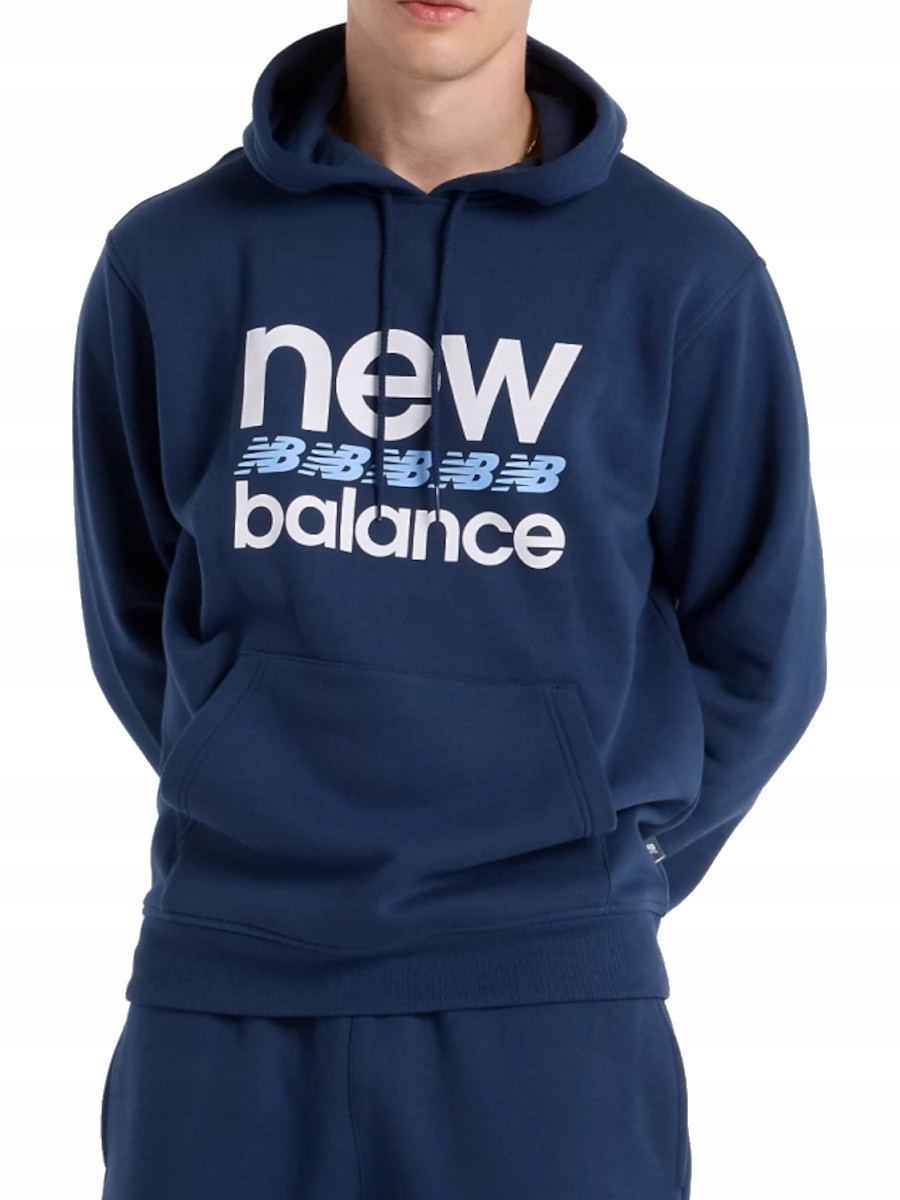 pánská mikina New Balance MT51941NNY sportovní s kapucí teplá modrá XL