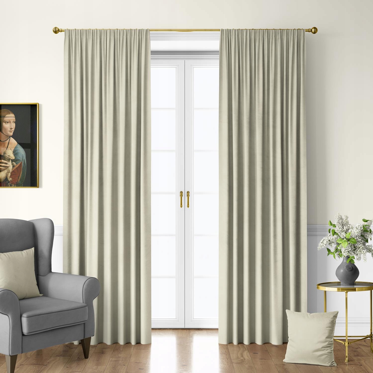 Závěs Samet, Velur, S Páskou 140 x 250 cm, Ztmavuje 70% Beige