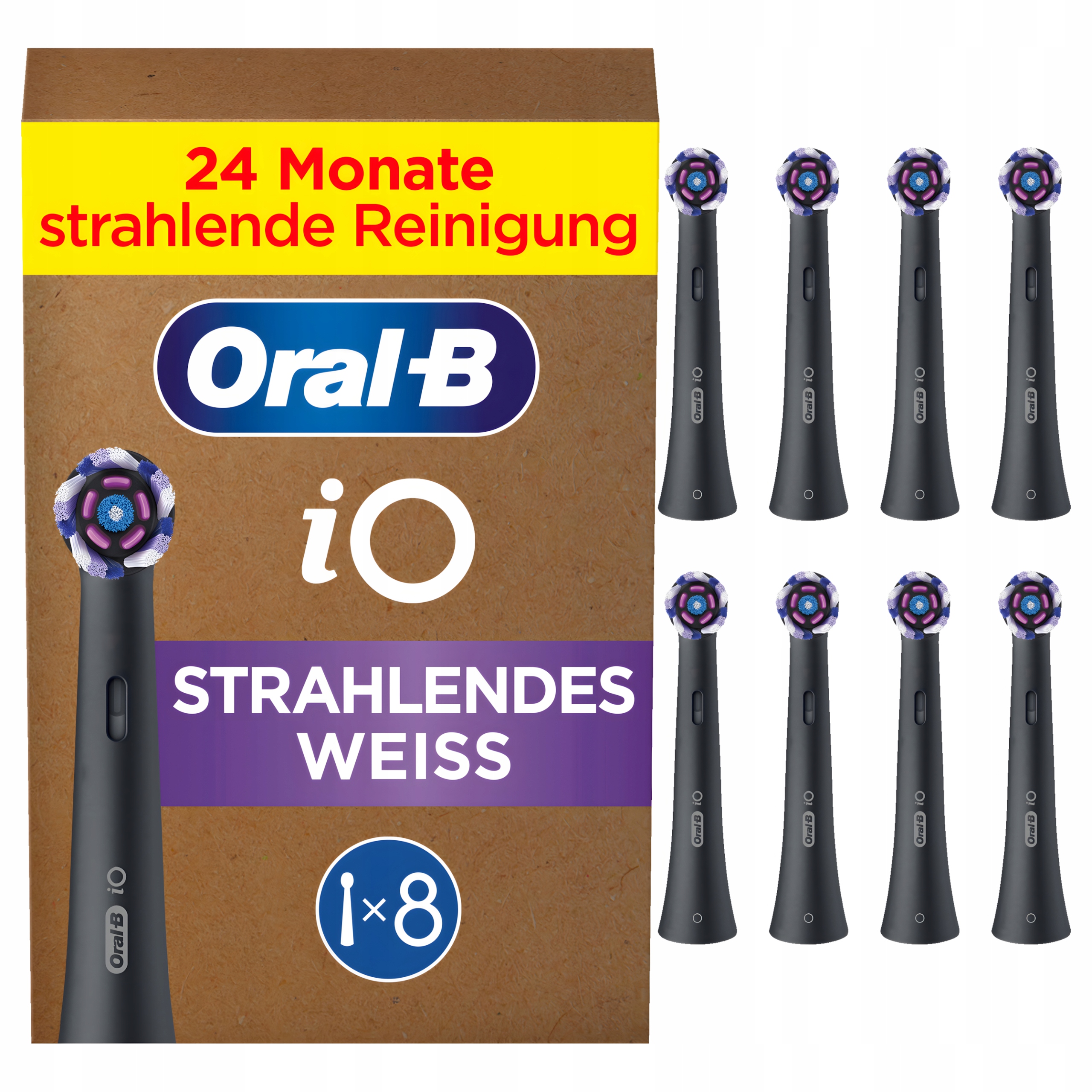 Oryginalna Końcówka do Szczoteczki Oral-B iO Radiant White Czarna 8-pak