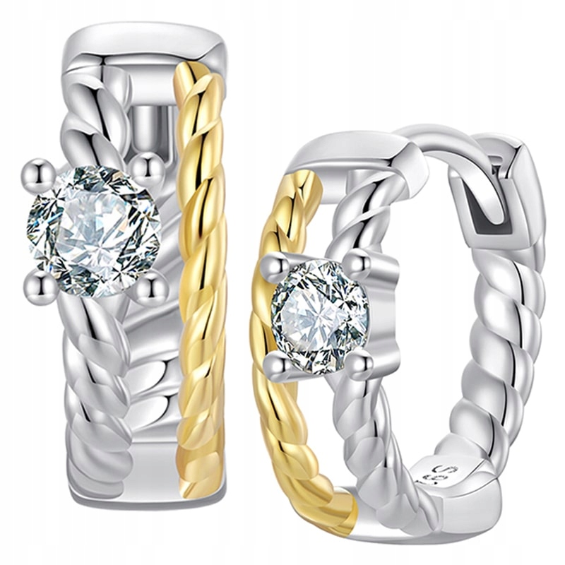 Stříbrné Náušnice Dvojité Moissanit Stříbro 925 Náušnice Trusky