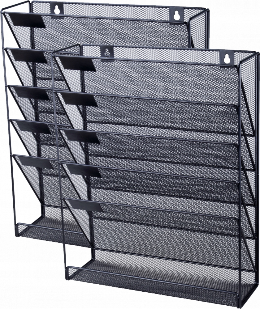 PÓŁKA NAŚCIENNA ZAWIESZANA METALOWY ORGANIZER NA DOKUMENTY 5 KIESZENI x 2