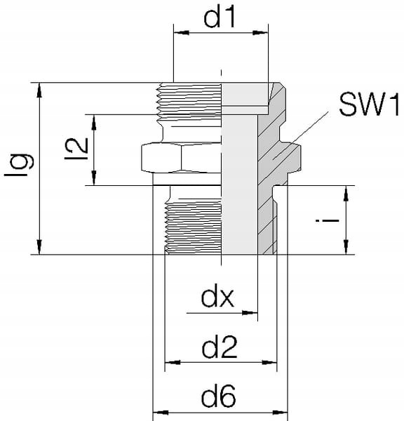 Przyłącze proste M18x1.5-M18x1.5 12L Numer katalogowy części GES12LM18