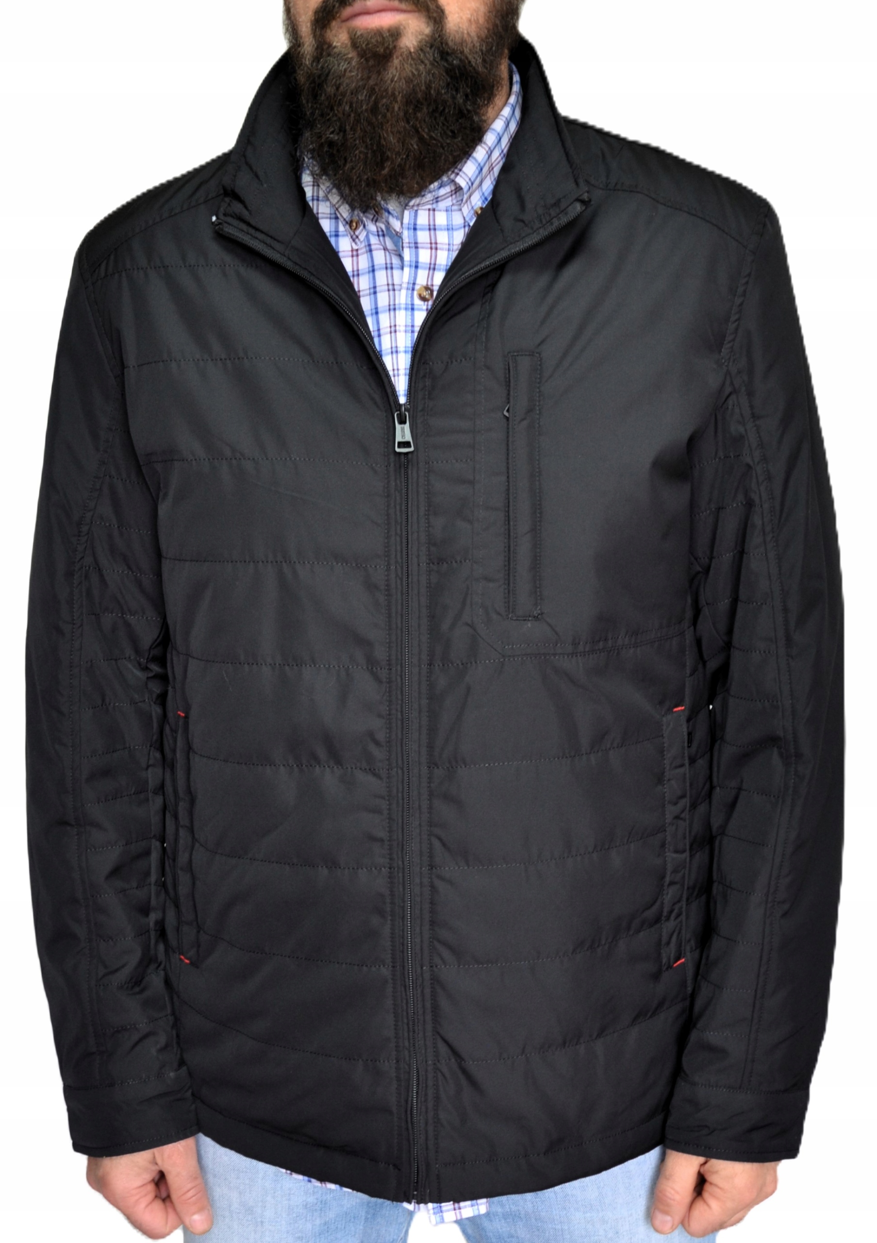 Pánská podzimní prošívaná bunda klasického střihu M černá