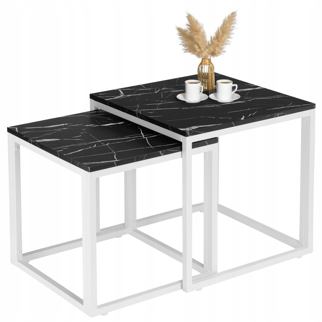 Sada konferenčních stolků Bílá Praven Černý Mramor
