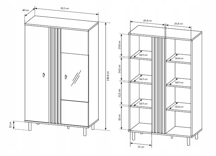 Witryna z lamelami w stylu loftowym MADISON Marka Cavalie Furniture