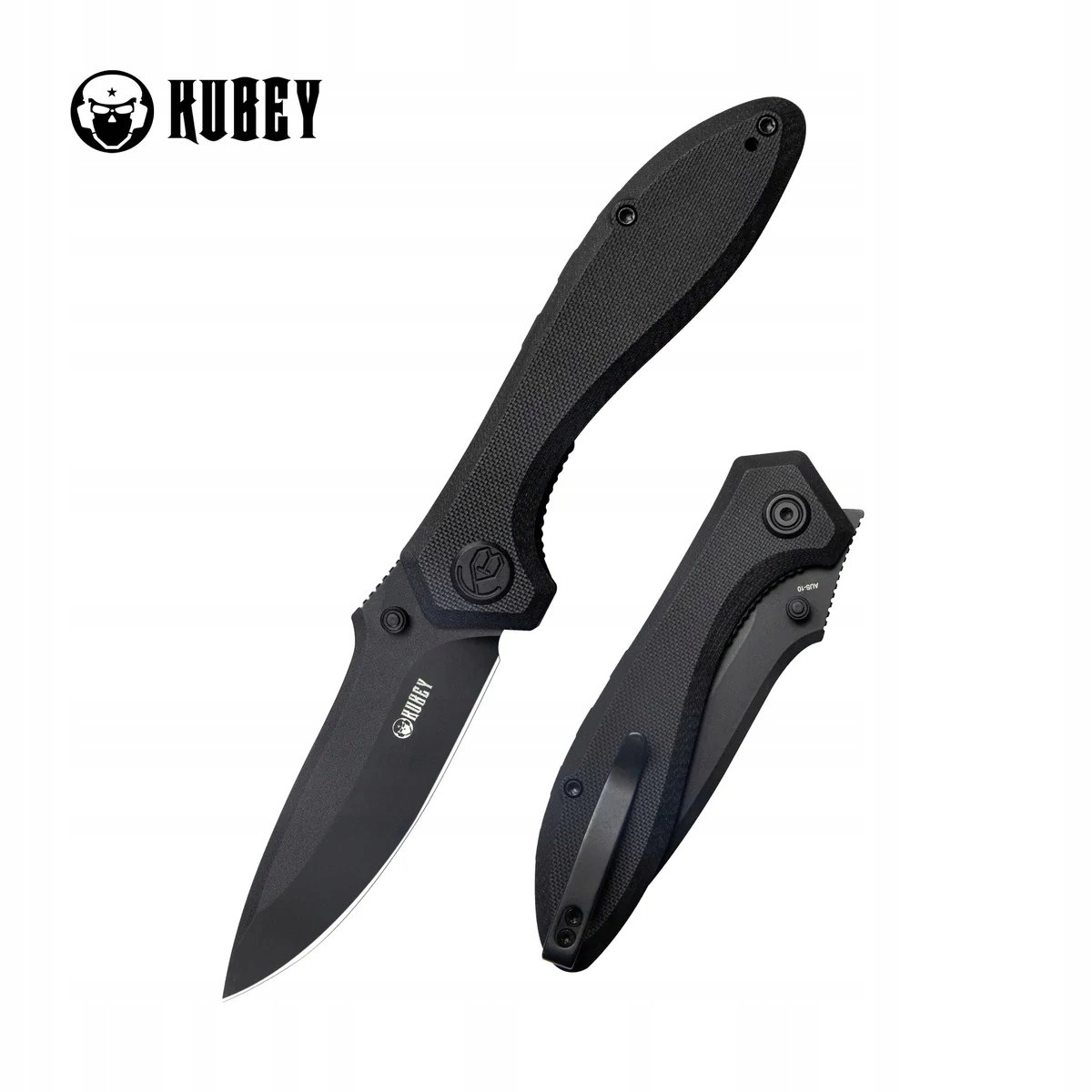 Nóż składany Kubey Ruckus Black G10, Dark Stonewashed AUS-10 (KU314O)