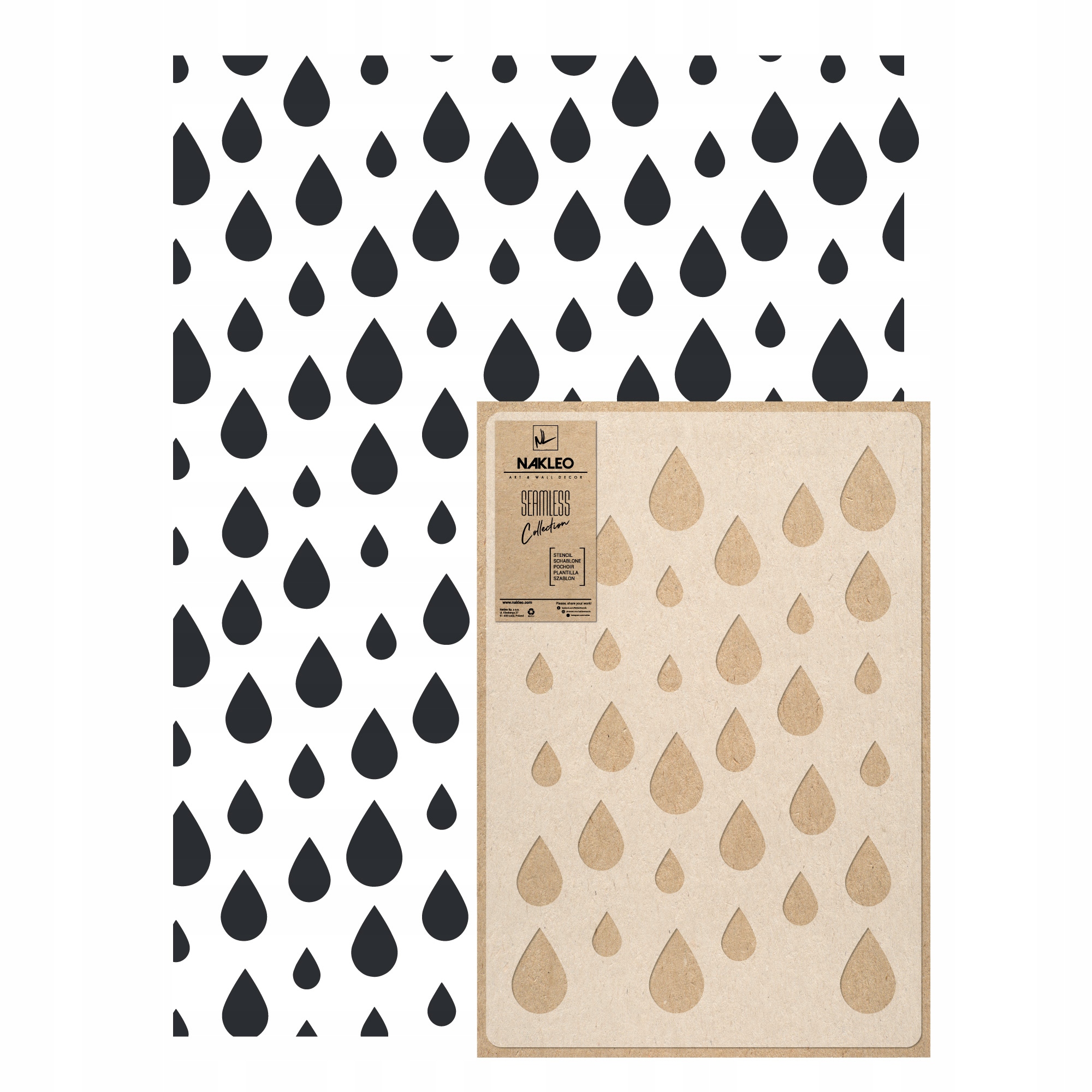 Opakovatelná malířská šablona Opakovaně Použitelný 59x95 cm Tapeta Déšť Kapky Drops