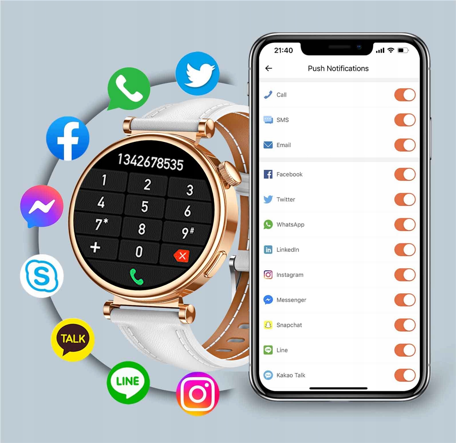 SMARTWATCH DAMSKI ZEGAREK ROZMOWY POWIADOMIENIA SPORT ZDROWIE POLSKIE MENU Złącza brak