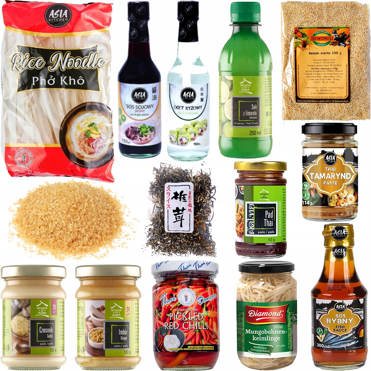 Zestaw Składników Do Przygotowania Makaronu Pad Thai Składniki 14 Produktów