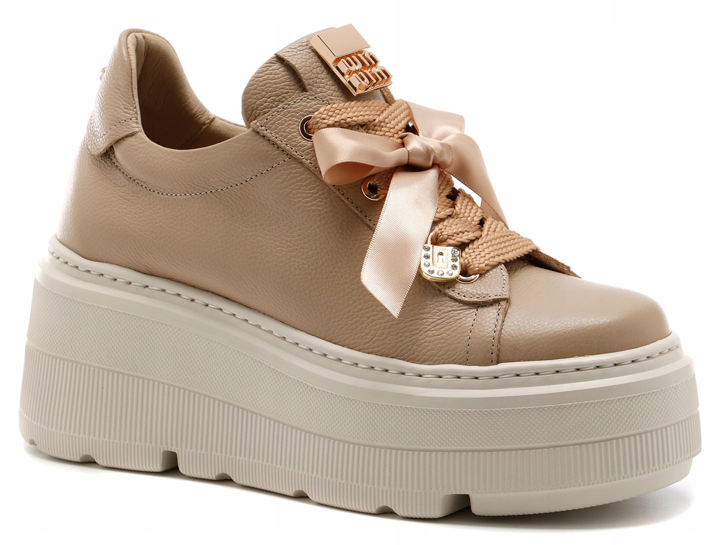 Polobotky Dámské kožené tenisky na platformě Karino 39