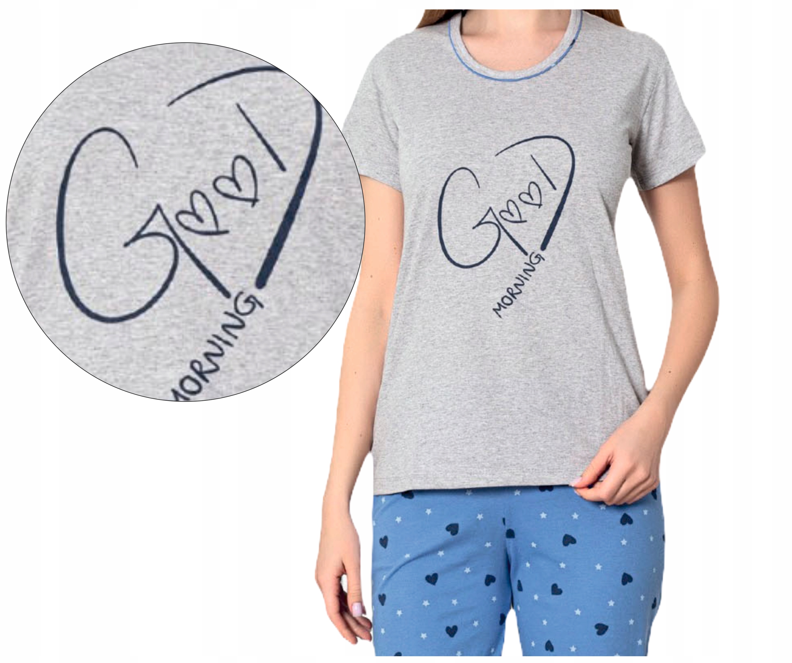 PIŻAMA DAMSKA 3/4 SPODNIE KRÓTKI RĘKAW