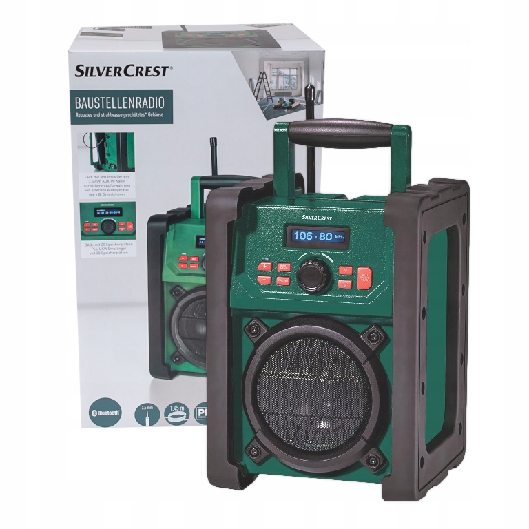 

Radio Budowlane bluetooth Dab+, baterie, zasilacz