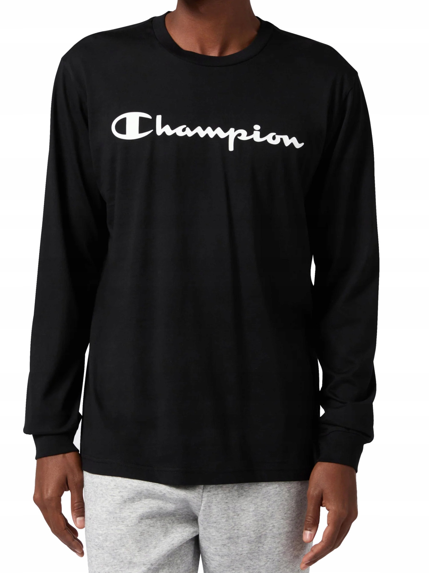Pánská mikina Champion 221815-KK001 bavlněná černá tenká s dlouhým rukávem L