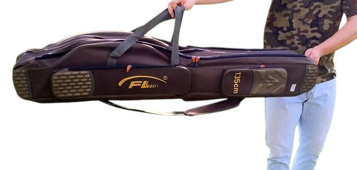 Pokrowiec Wędkarski Sztywny Na Wędki 135cm 3 Komory Usztywniany Oliwkowy