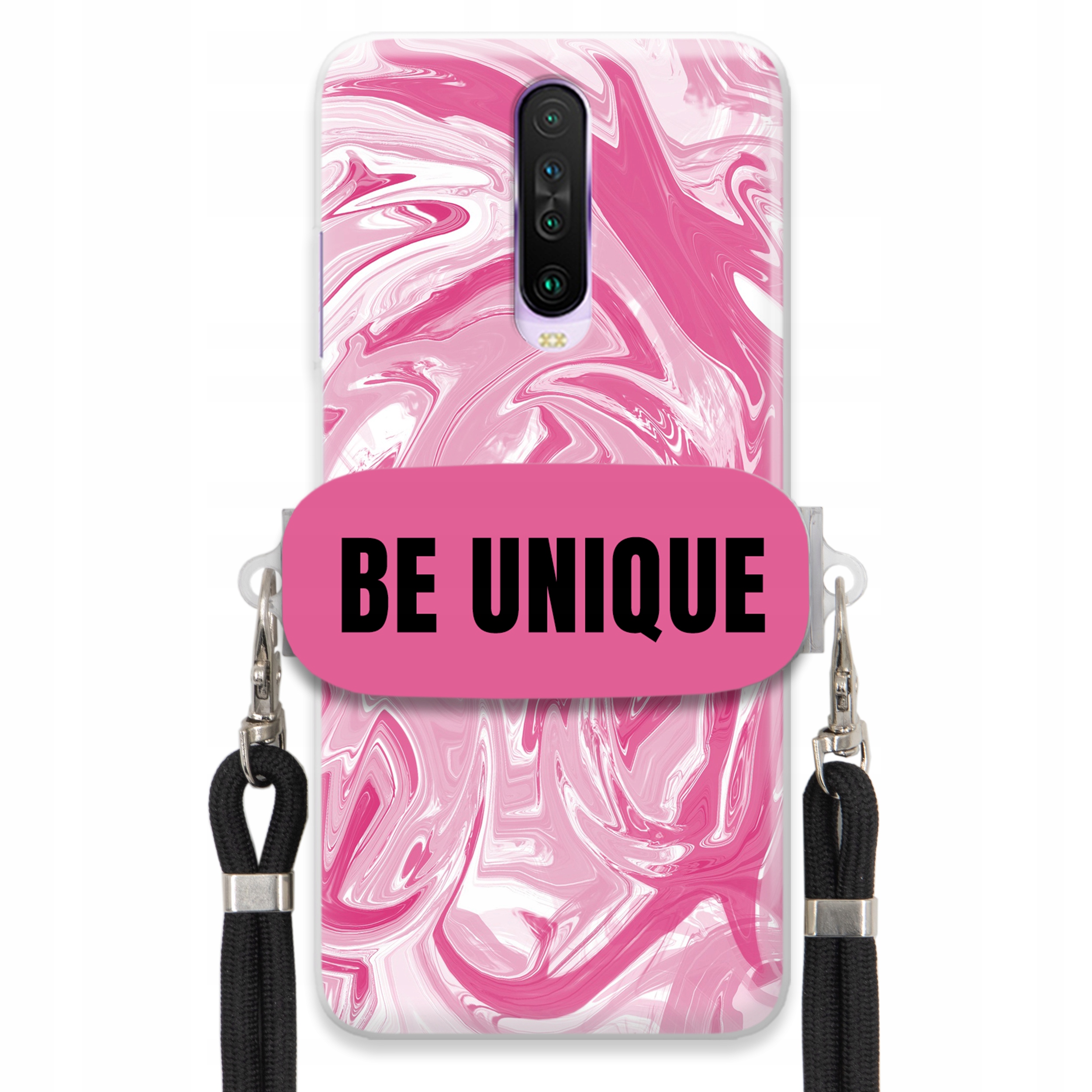 Puzdro pre Xiaomi Redmi K30 Case držiak na šnúrku Čierna Ružová Mramor Unique