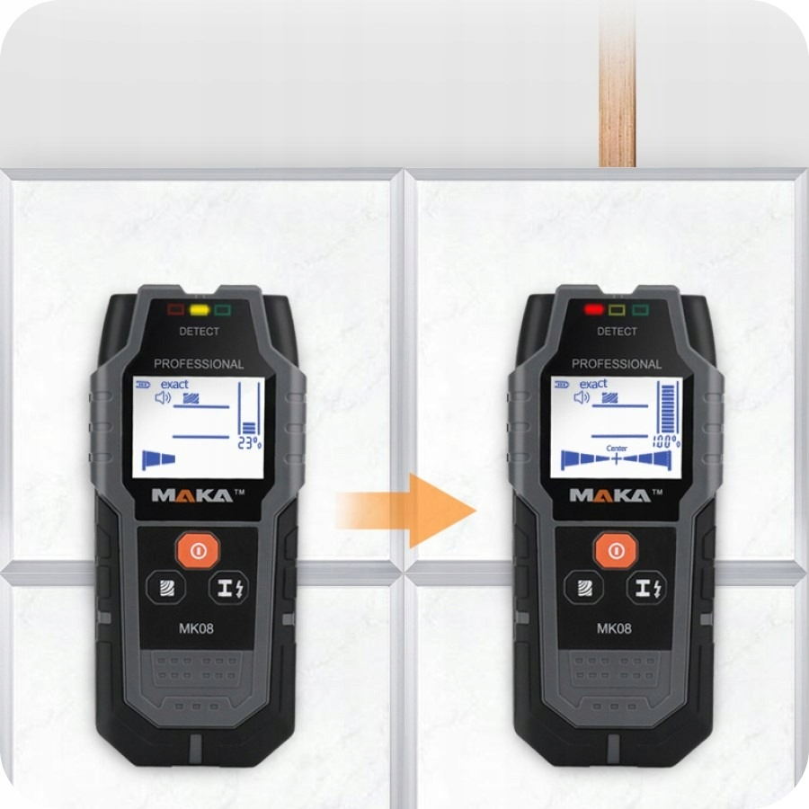WYKRYWACZ DETEKTOR PRZEWODÓW KABLI METALI W ŚCIANIE DREWNA METALU + BATERIA Maksymalna głębokość pomiaru dla żelaza i stali 120 mm