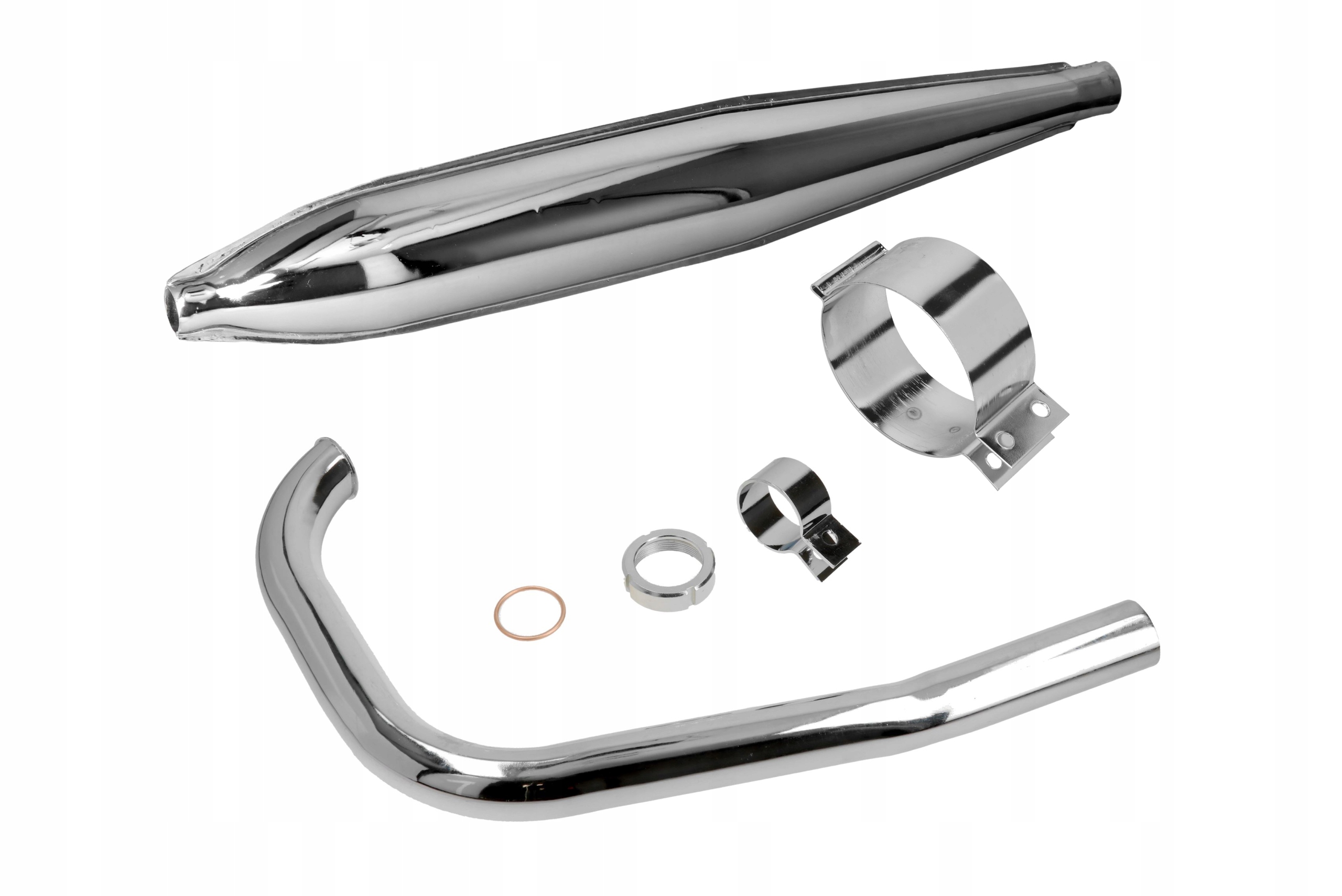 Tłumik wydech chrom + kolanko WSK 125 jednoramówka