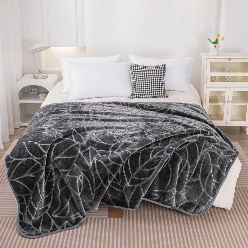 Akrylová lisovaná deka LIV 200x220, silná, teplá grafitová