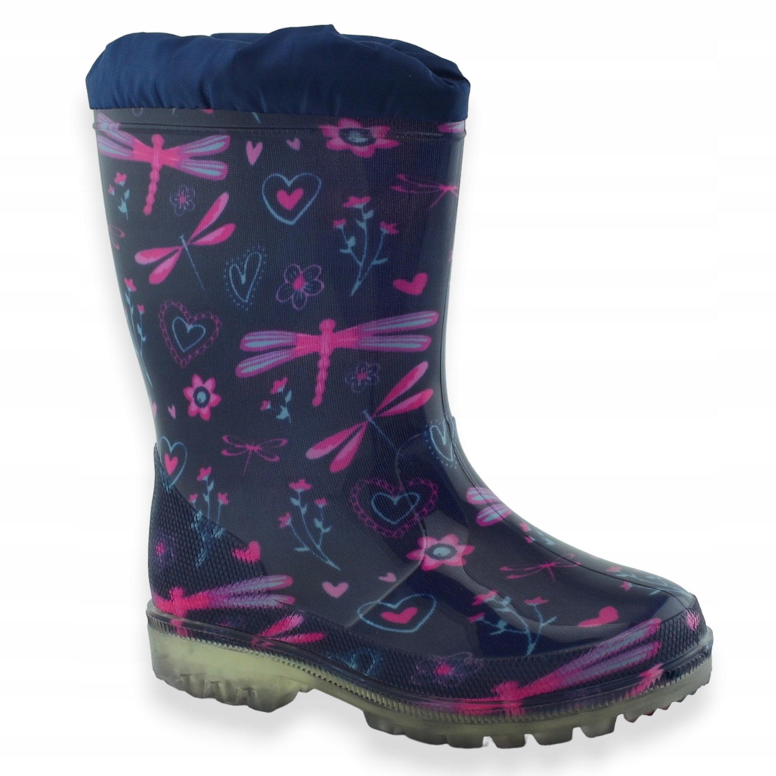 Kalosze dziewczęce PVC ze ściągaczem granatowe z ważką Wojtyłko 5056G r.24 Kod producenta Wojtyłko 5056G