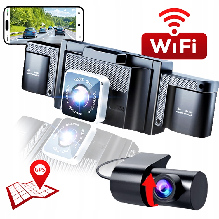 Autokamera Videorekordér 4 Videokamery Záznamník Jazdy 4K Pl