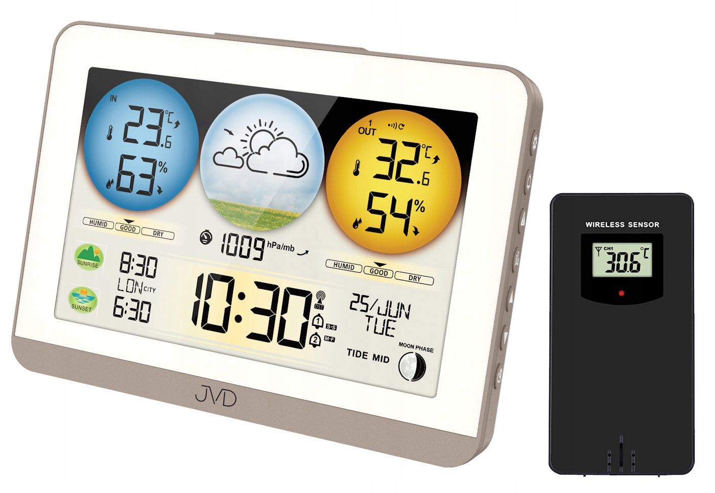 Meteorologická Stanica Jvd RB3409 Sonda Alarmy Počasie Teplota Vlhkosť Mesiac