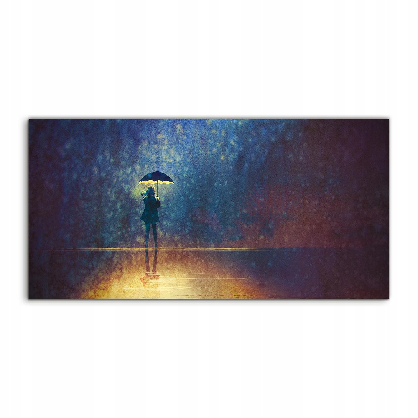 Akrylový obraz 120x60 moderný Žena Dáždnik Noc