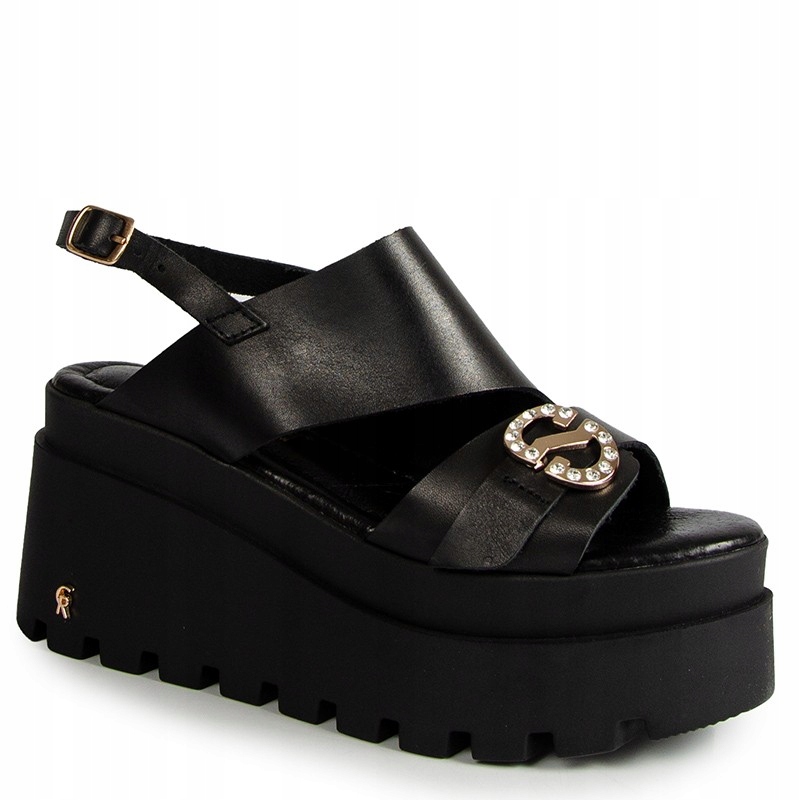 Carinii B9988 Černé Sandály Na Klínku 40