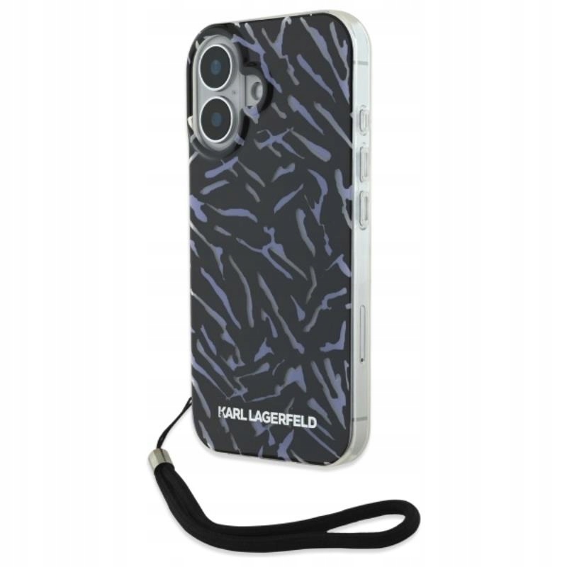 Karl Lagerfeld Zebra s kabelem Pouzdro pro iPhone 16 Plus (fialové)
