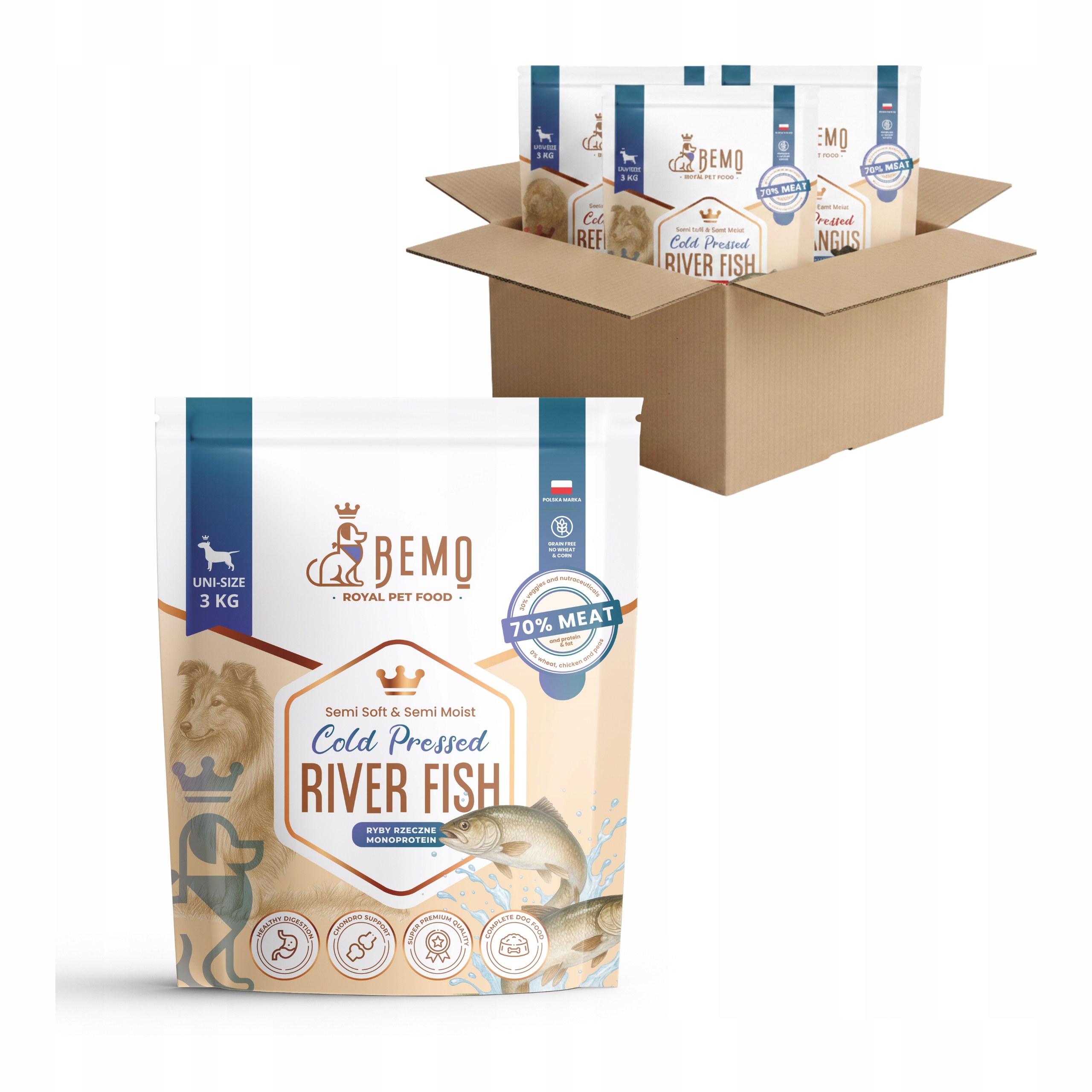 Levně Krmivo pro psy Bemo Cold Pressed River Fish 9 kg s říční rybou