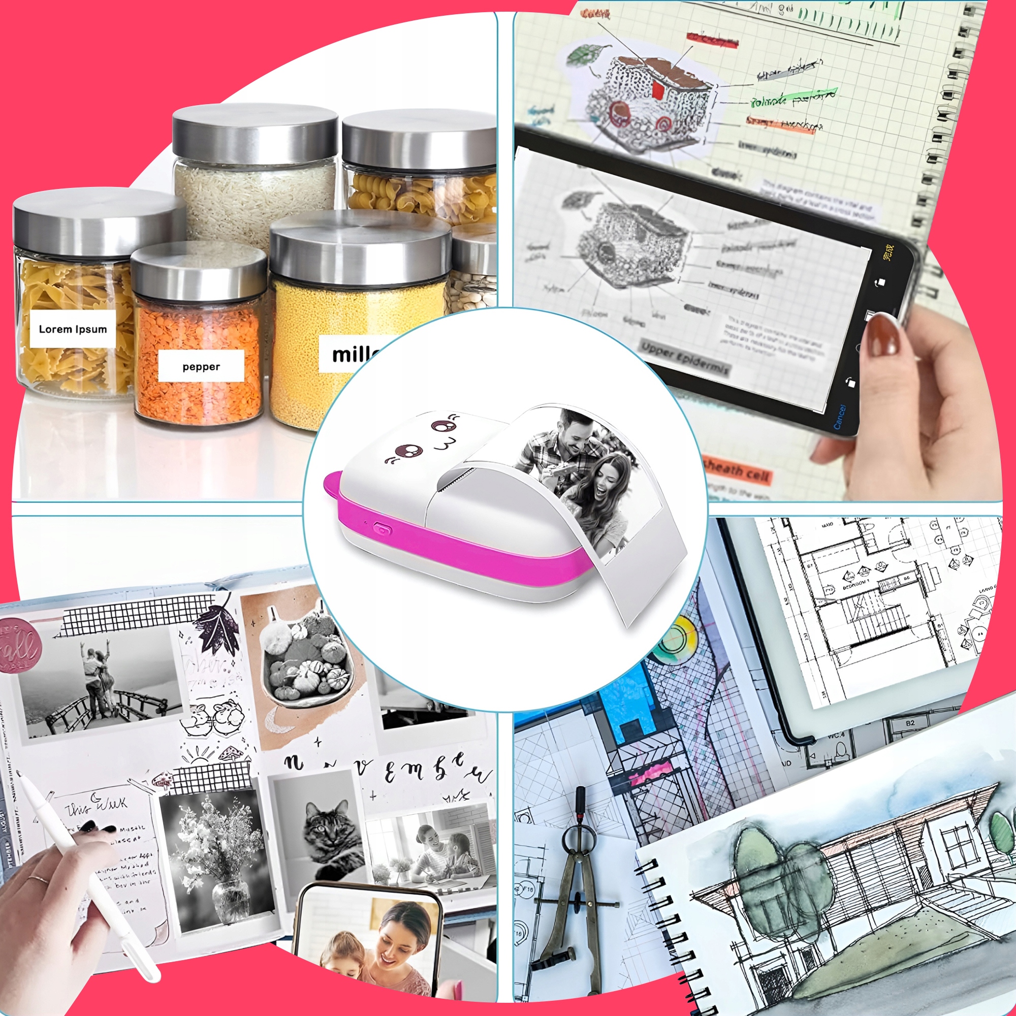 DRUKUŚ MINI DRUKARKA TERMICZNA KOT DO ZDJĘĆ + 21SZT ROLEK PREZENT Model ITM-78 PRO DRUKUŚ+ ROLKI