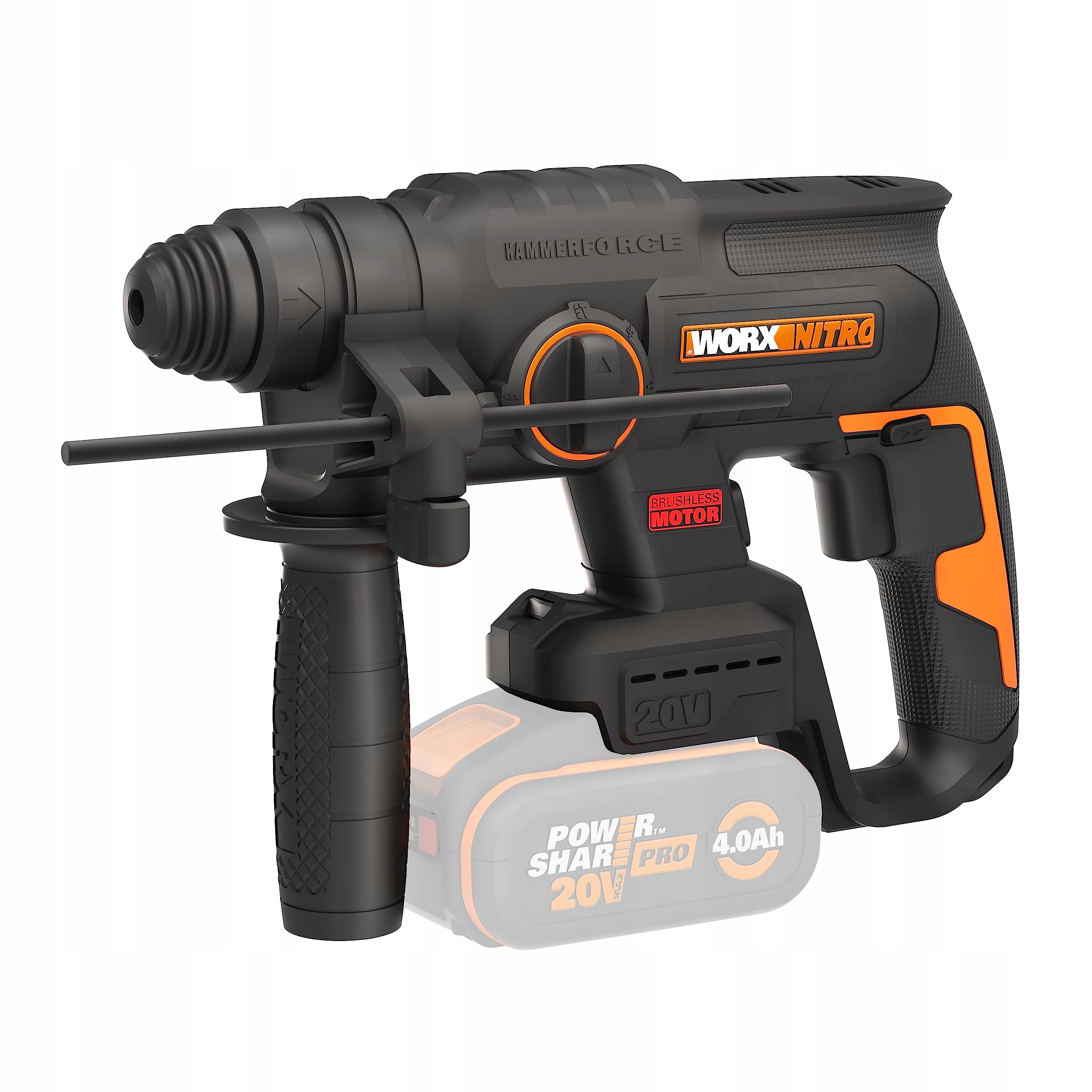 WORX NITRO WX3819 20V Bezszczotkowa Młotowiertarka Akumulatorowa — miniatura 4