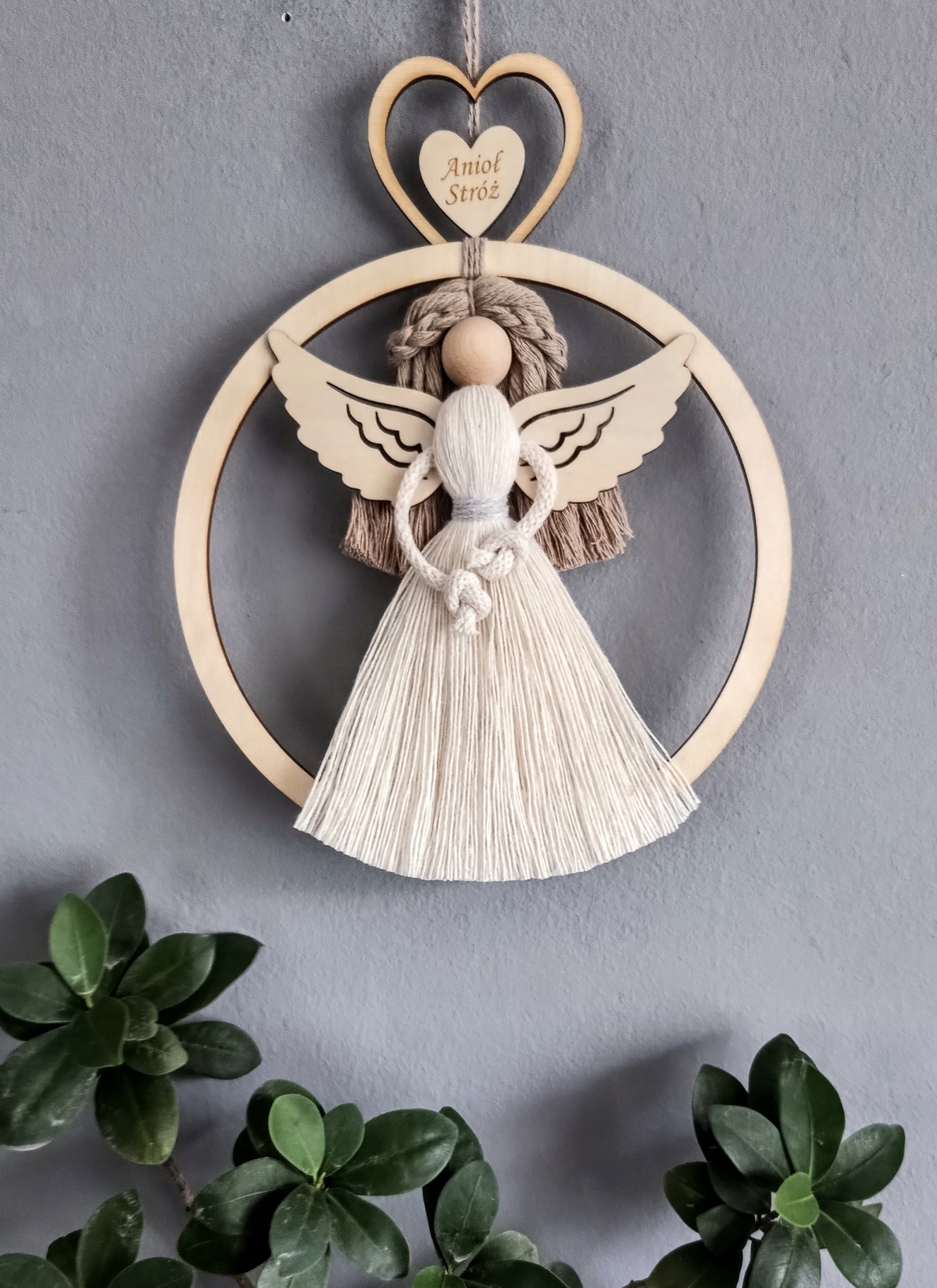 Aniołek Makrama na prezent BOHO anioł stróż boho
