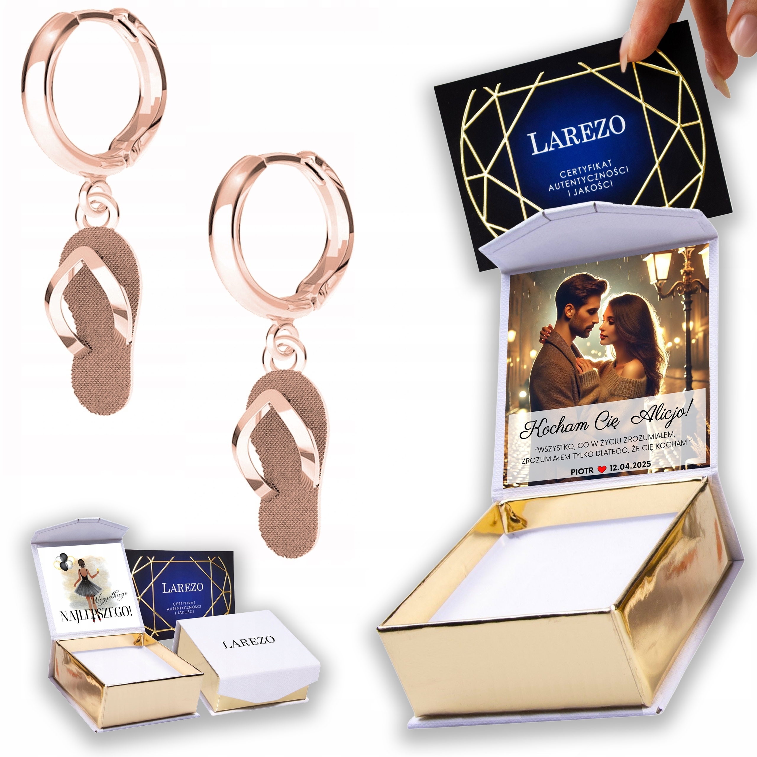 Náušnice Pozlacené 925 klapek Japonské boty Botička Laček Japonka Potisk