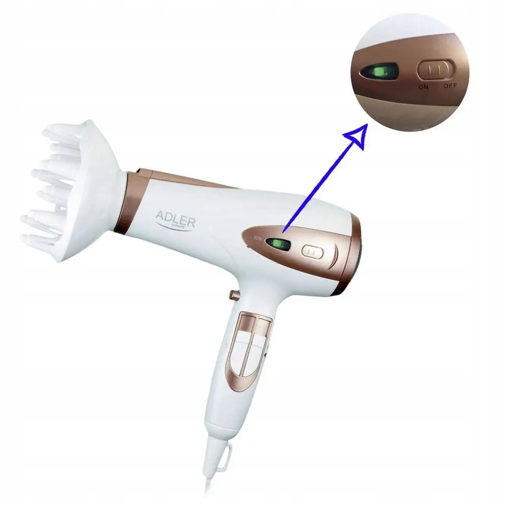 Suszarka AD 2248 2200W ION + dyfuzor Biała Profesjonalna