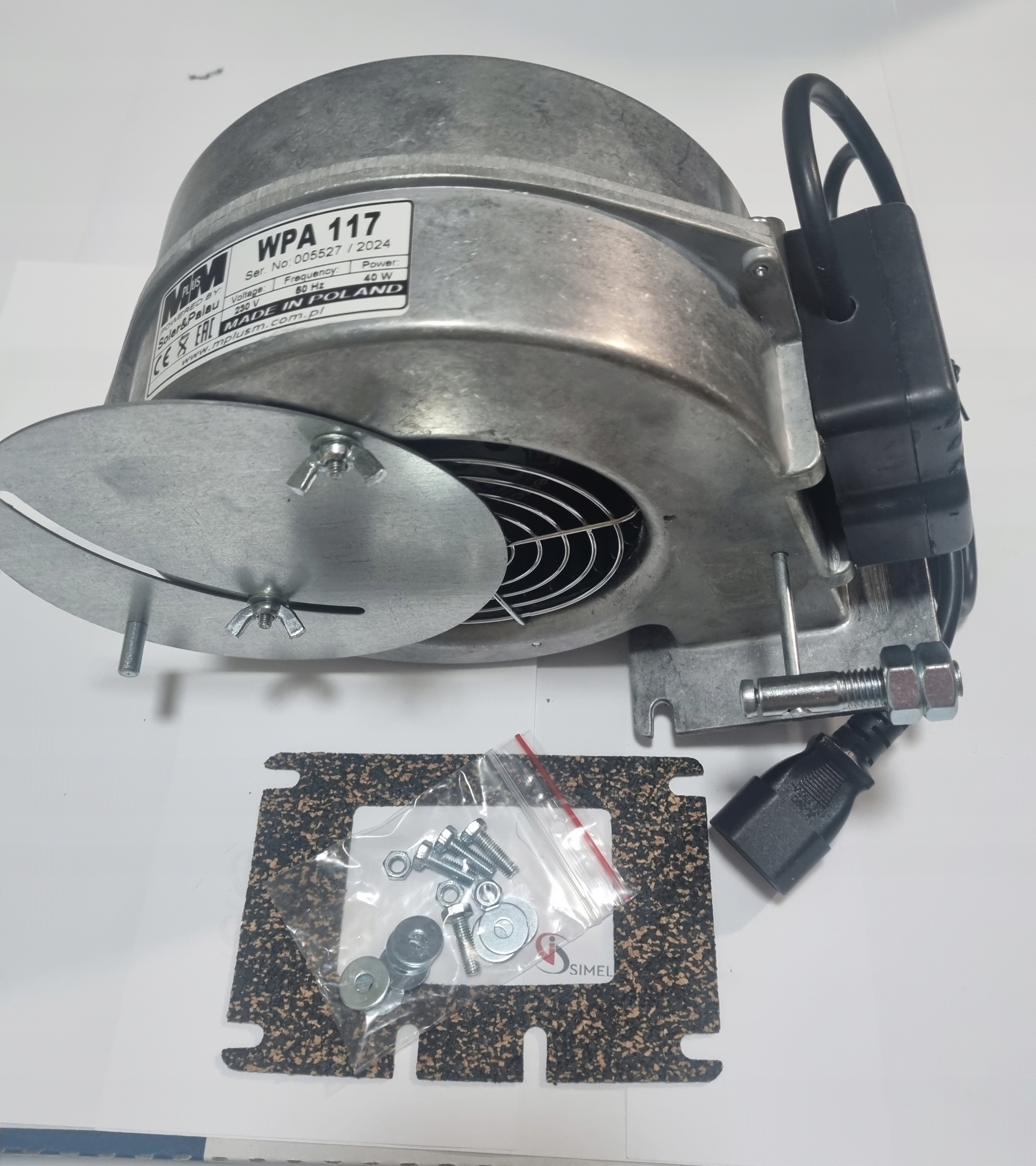 Ventilátor kotla Wpa 117 klapka, clona zástrčka, tesnenie, skrutky
