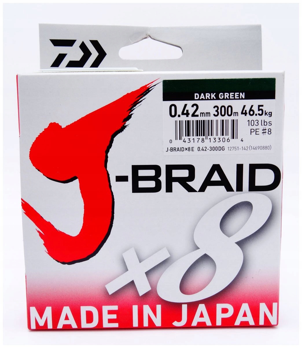 Šňůra Daiwa Dark Green J-braid X8 0.42MM 300M 12751-142