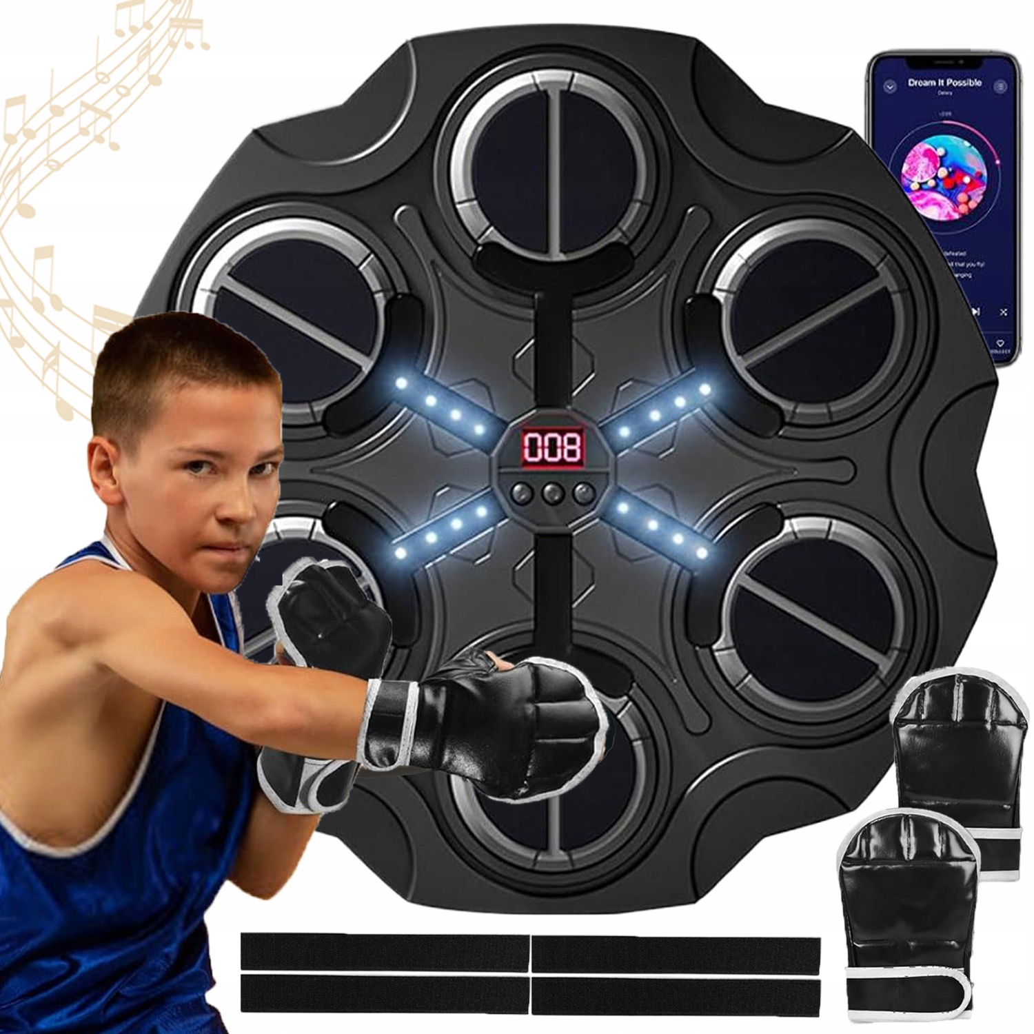 Music Boxing Machine V Tréninkové Led Boxovací Stěně Bluetooth 3 Režimy