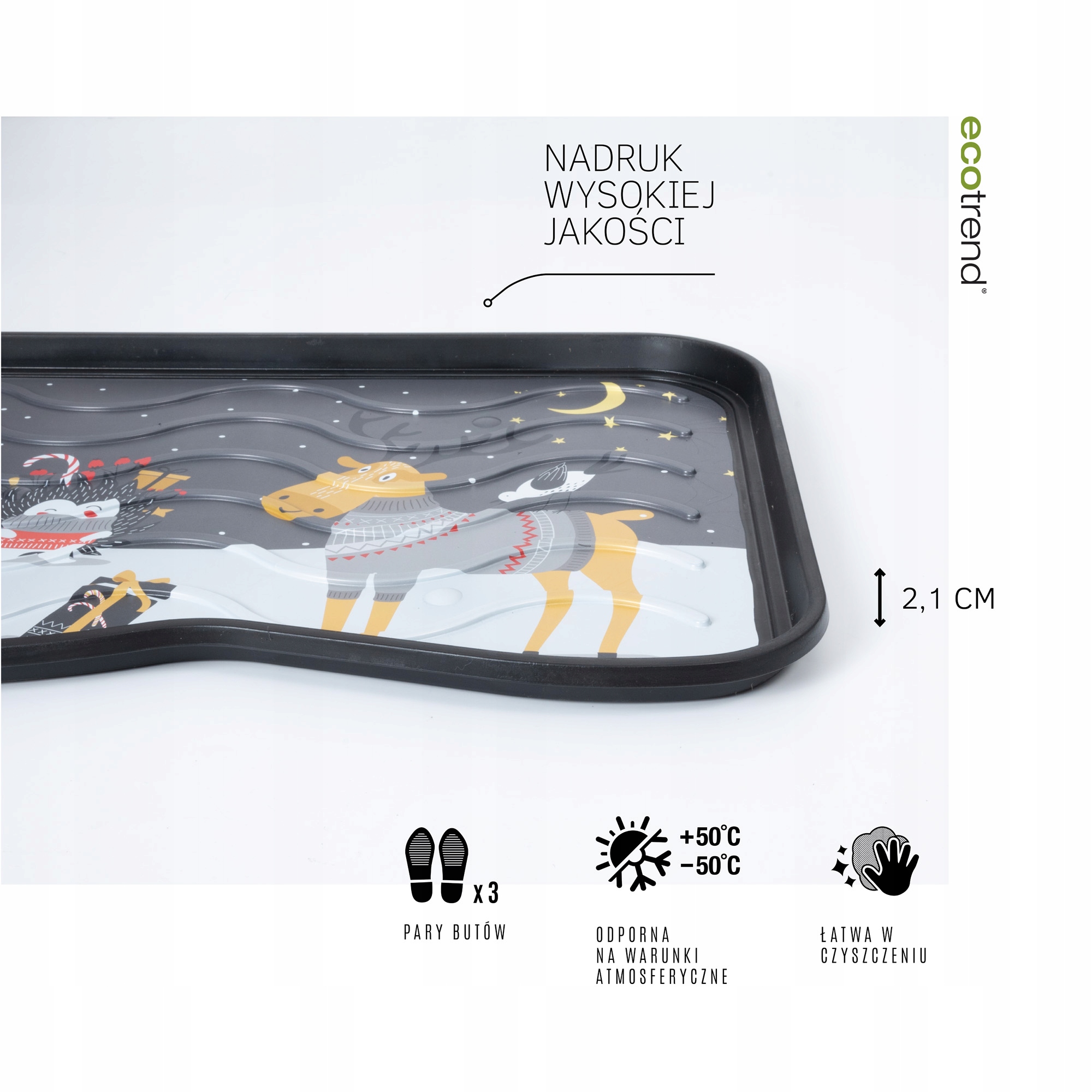 DUŻA MATA PODKŁADKA OCIEKACZ NA BUTY OSUSZACZ MOCNA ZIMOWA XXL 38x75cm Grubość 21 mm