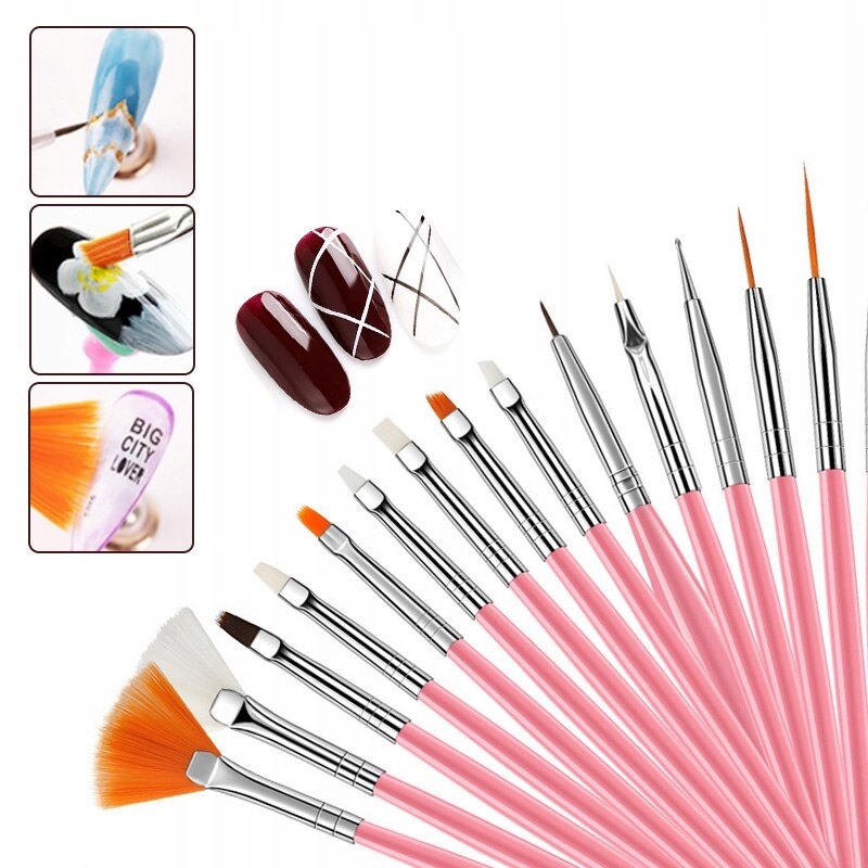 

Zestaw Pędzli Pędzelków Do Zdobień Hybryd Żelu