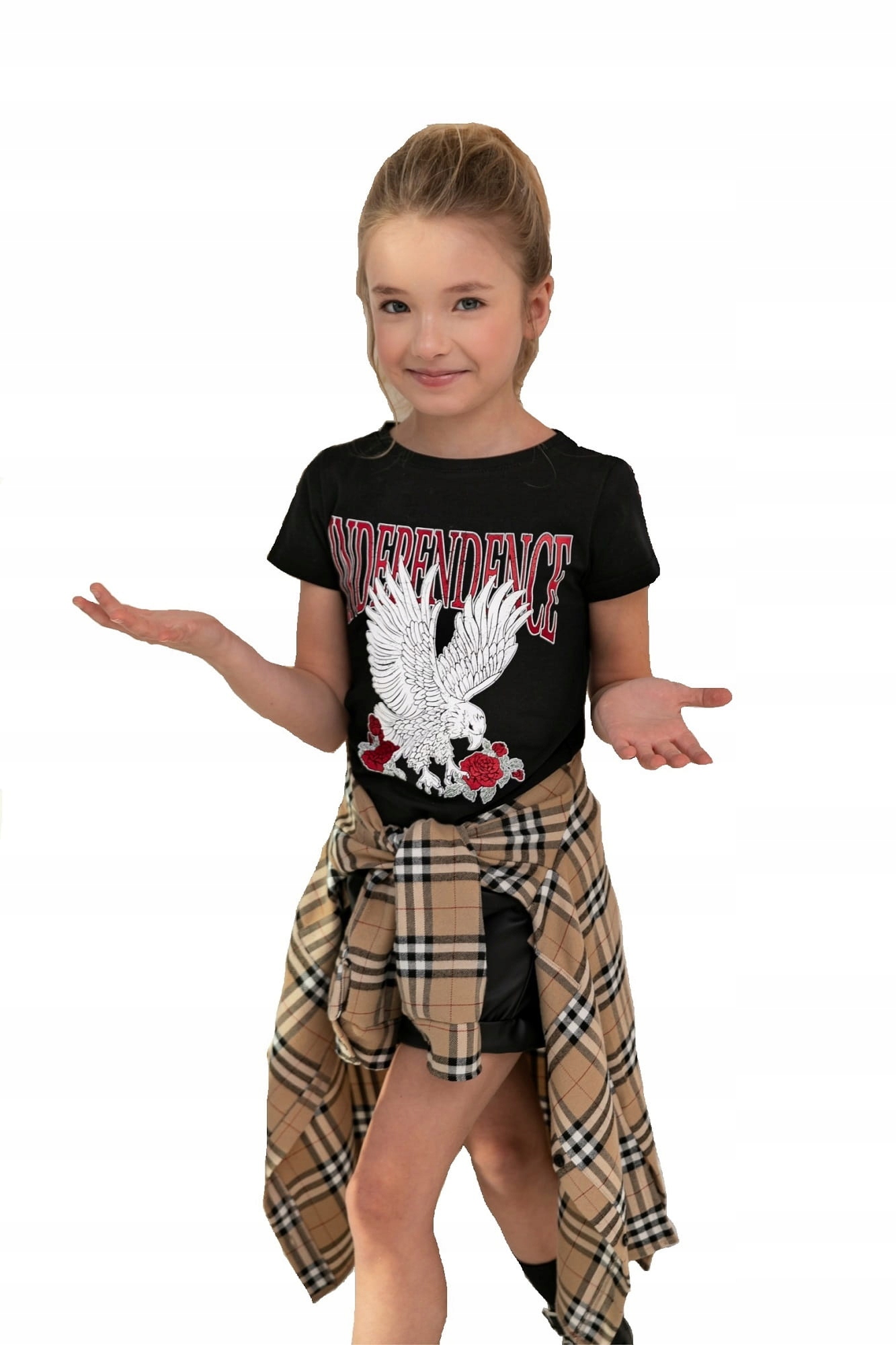 

Czarna bluzka z orłem róże All For Kids 152/158
