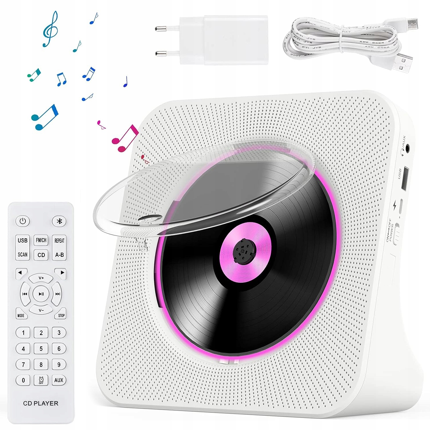 ODTWARZACZ CD GŁOŚNIK BLUETOOTH 5.0 FM RADIO HI-FI Pilot tak