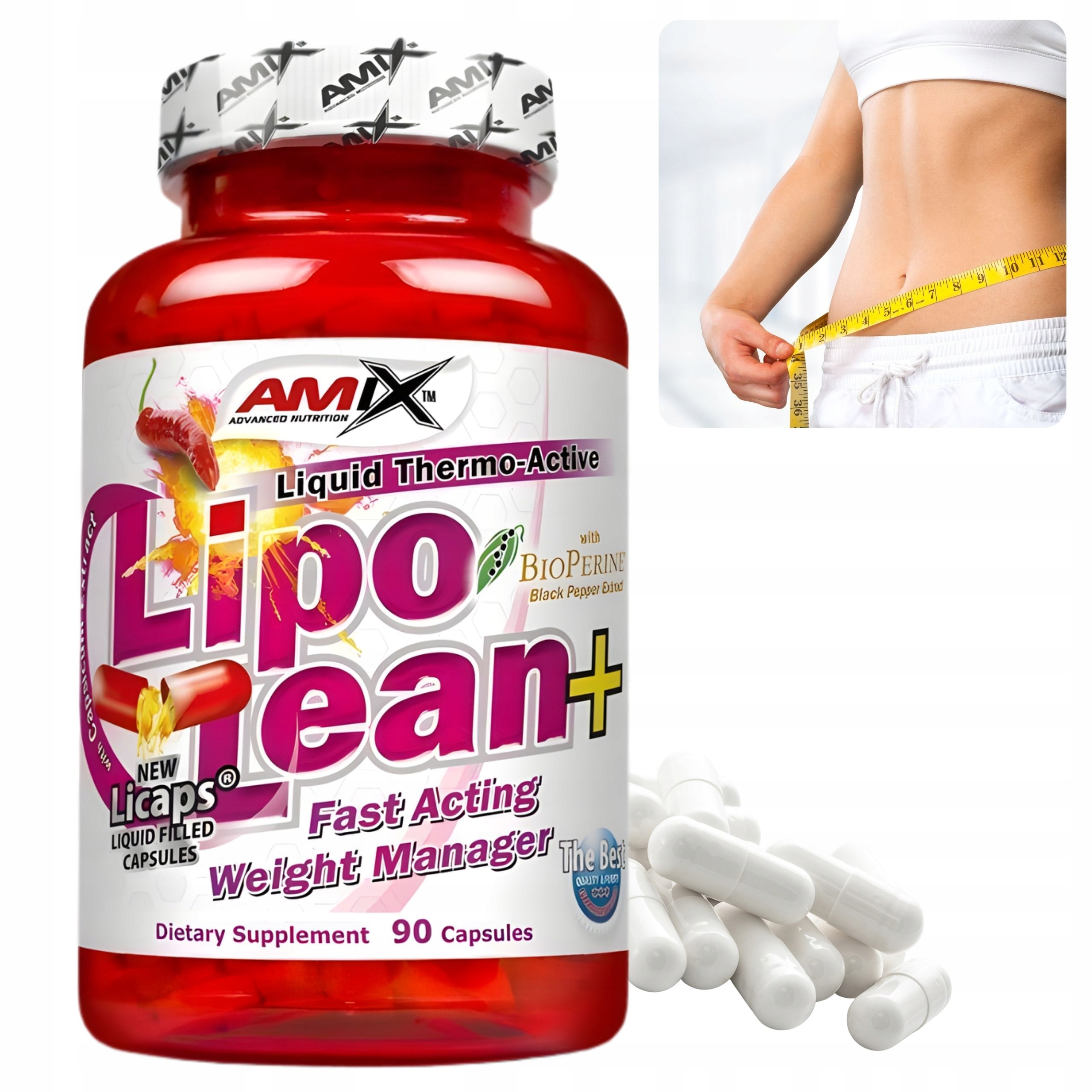 Amix LipoLean Silný spalovač tuků z břicha pro ženy s kofeinem 90 kapslí