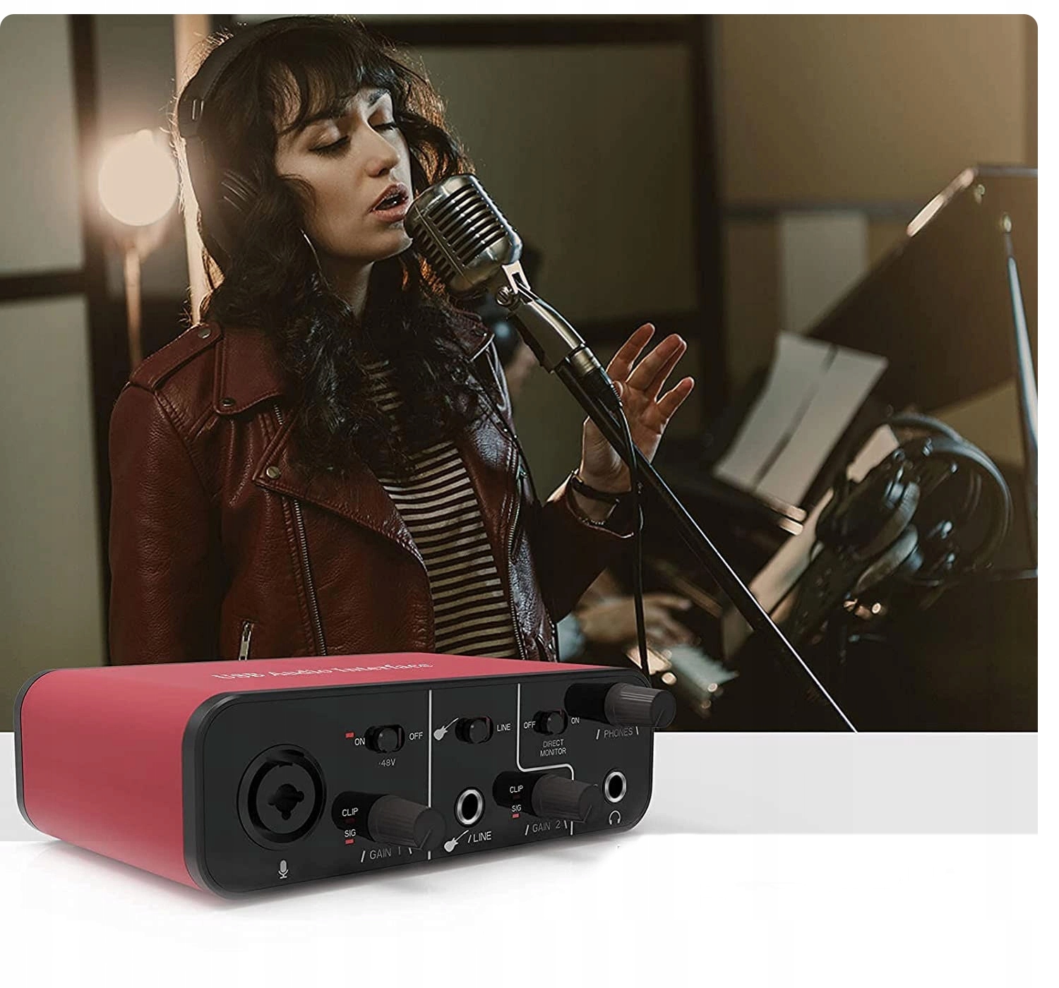 USB-C interfejs audio SPA-I01 do mikrofonu do podcastów streamingu nagrań Zawiera baterie nie